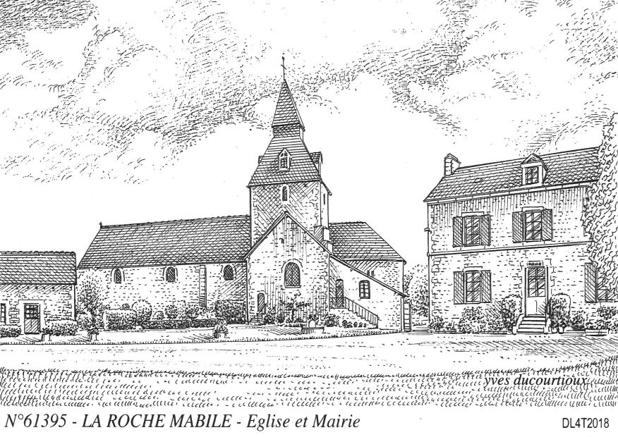 N 61395 - LA ROCHE MABILE - église et mairie